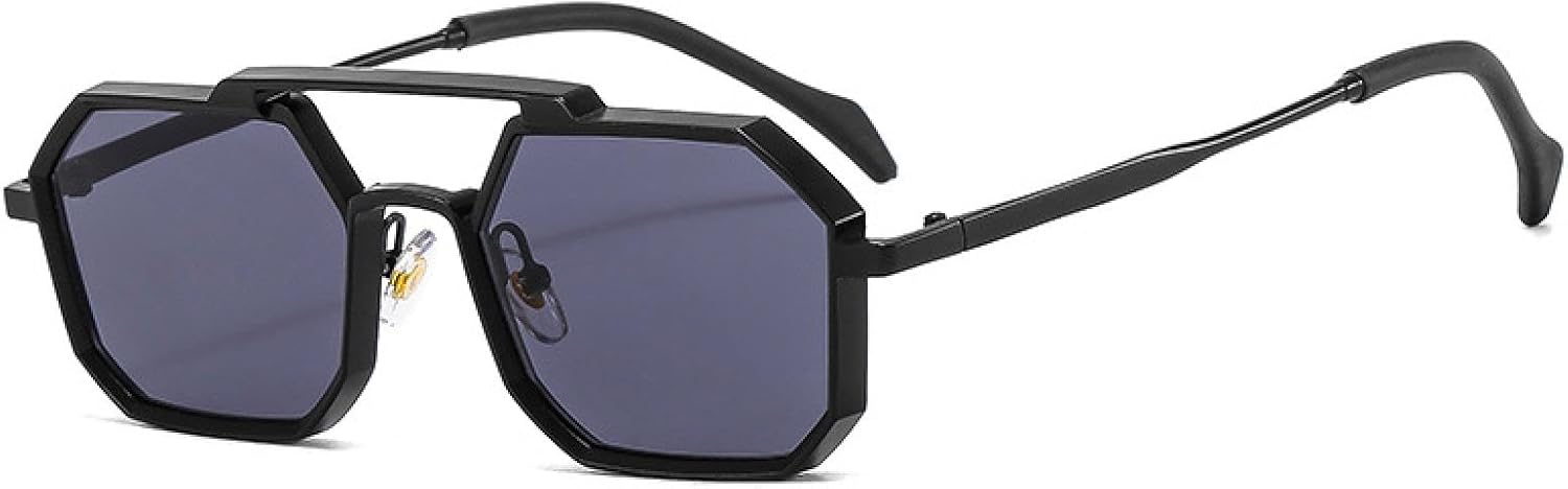 

Ретро-металлические панк-солнцезащитные очки Polygon для женщин, модные, с прозрачными линзами, защита от УФ-излучения UV400, для мужчин, красные и желтые VVTWSSW, Black Grey