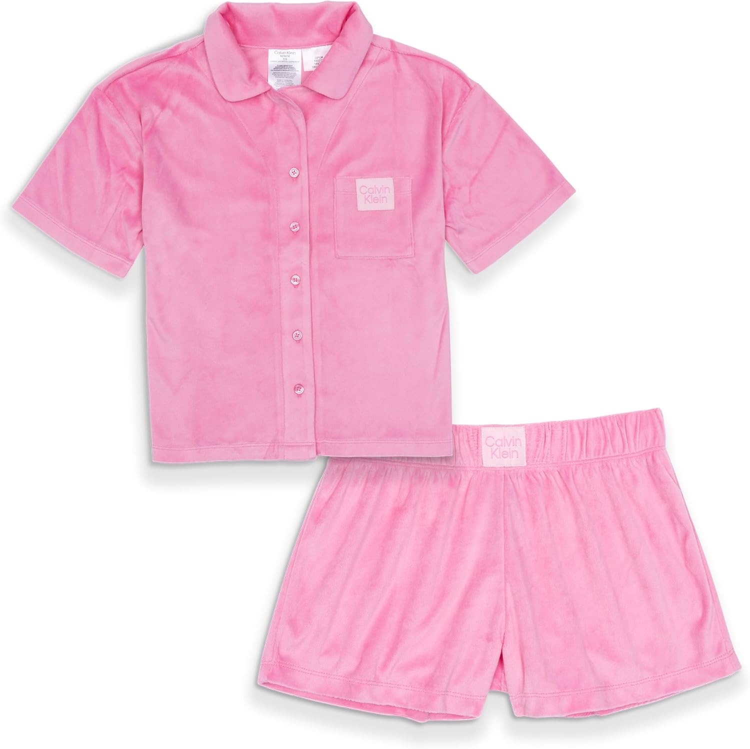 

Пижамный комплект Calvin Klein для девочек: рубашка с короткими рукавами и шорты на пуговицах, Sachet Pink