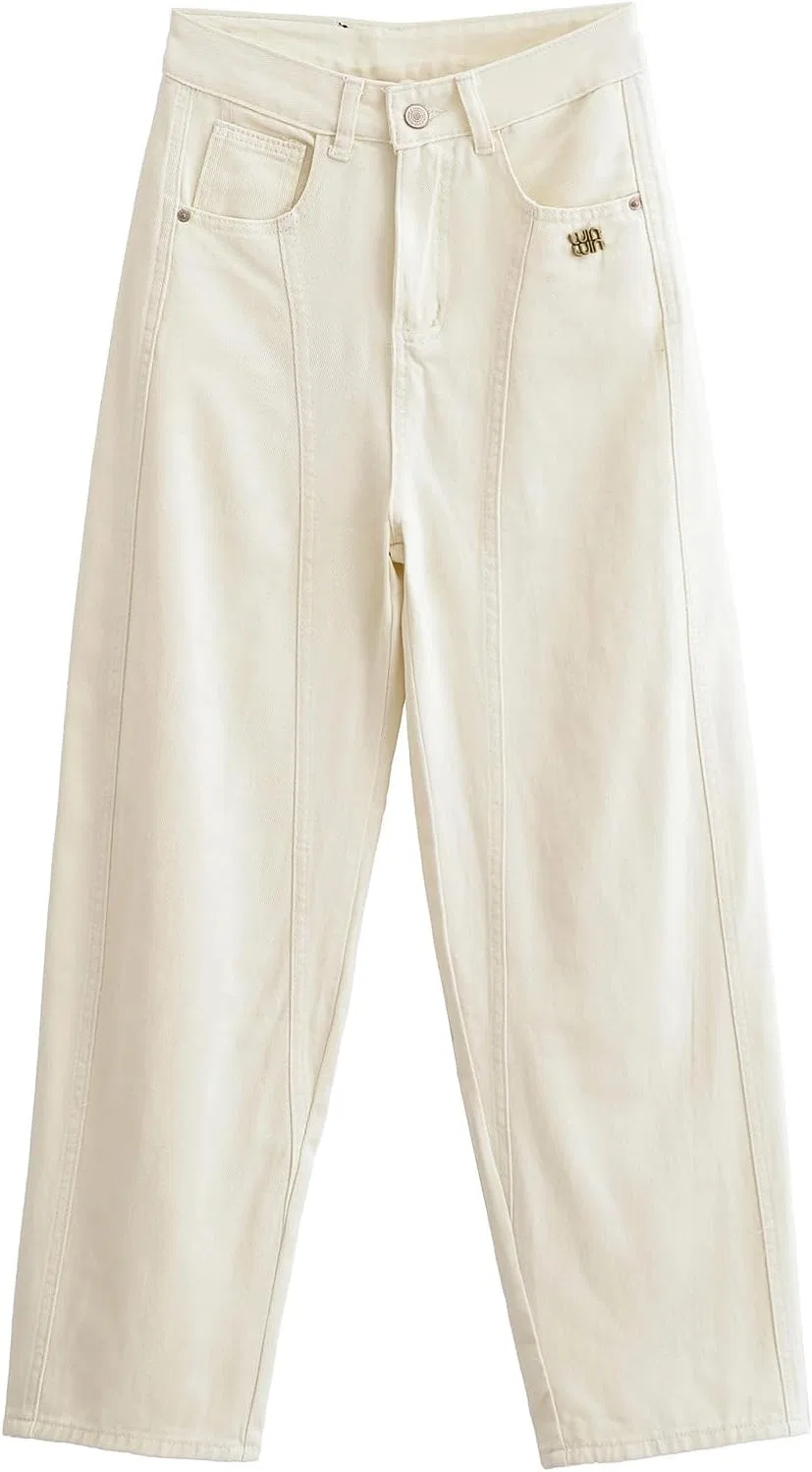 Джинсы прямые, средней посадки, повседневные, Beige generic