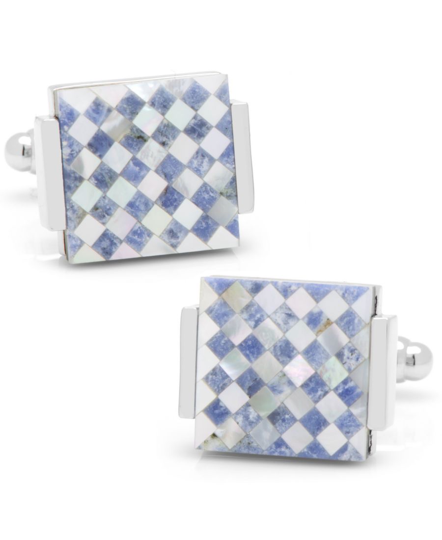 

Запонки в клетку из перламутра с эффектом плавающей отделки Cufflinks Inc, Blue