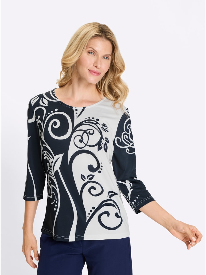 

Рубашка с рукавами 3/4 с принтом экрю и темно-синим цветом Sieh an!