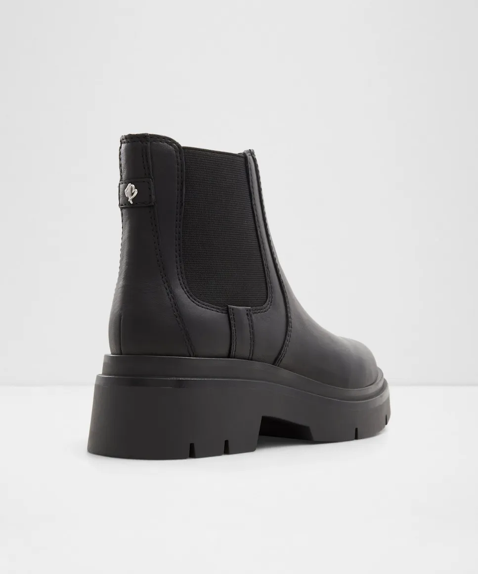 Женские кожаные ботильоны с округлым носком Aldo, черный — фото 2