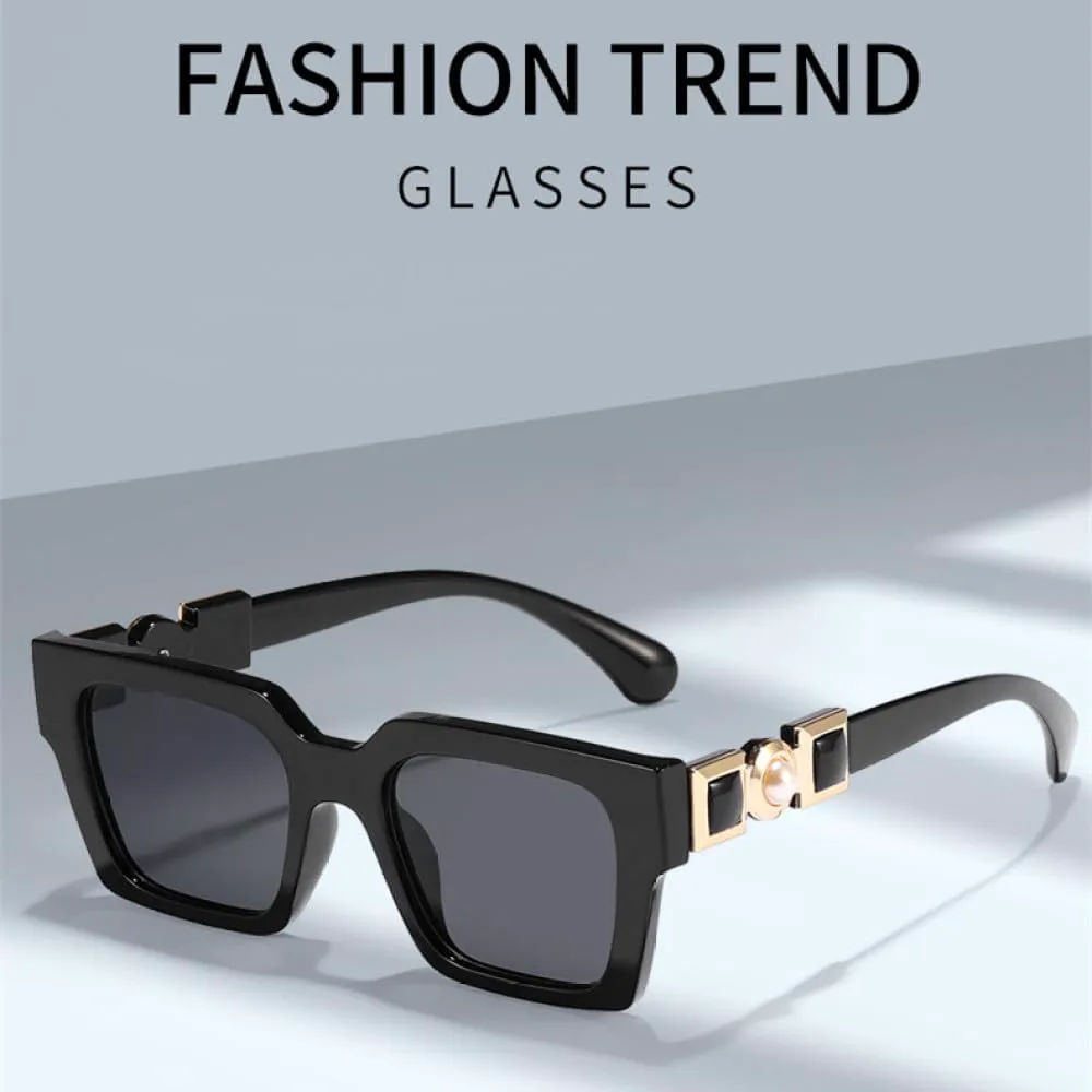 

Квадратные солнцезащитные очки 2027 для женщин, ретро-очки для вождения, винтажная оправа с перламутровым блеском, защита от УФ-излучения UV400 MTZJH, C2