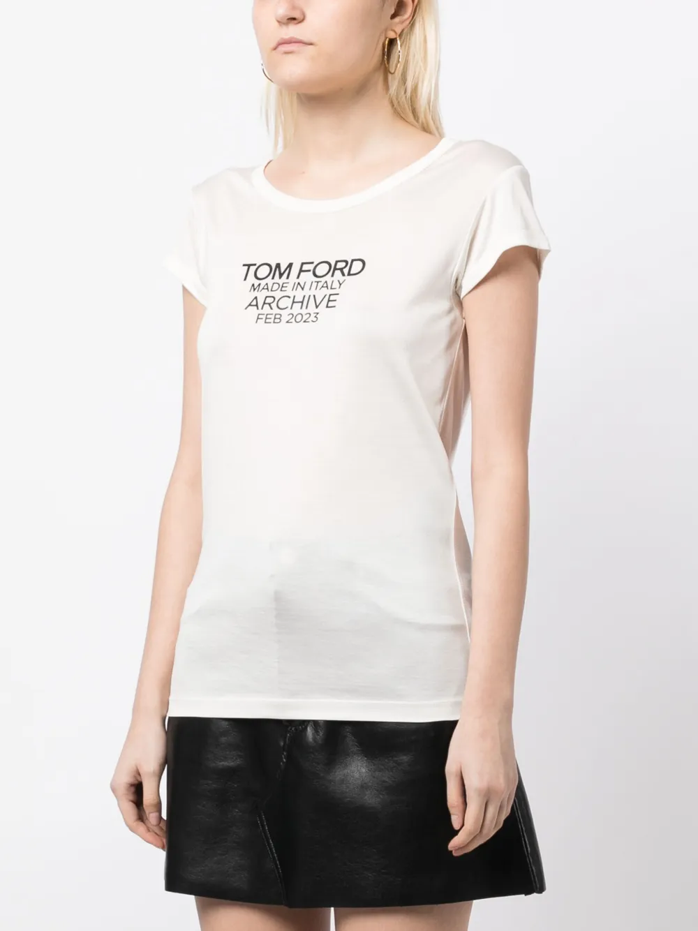 Шелковая футболка с логотипом TOM FORD, белый — фото 3