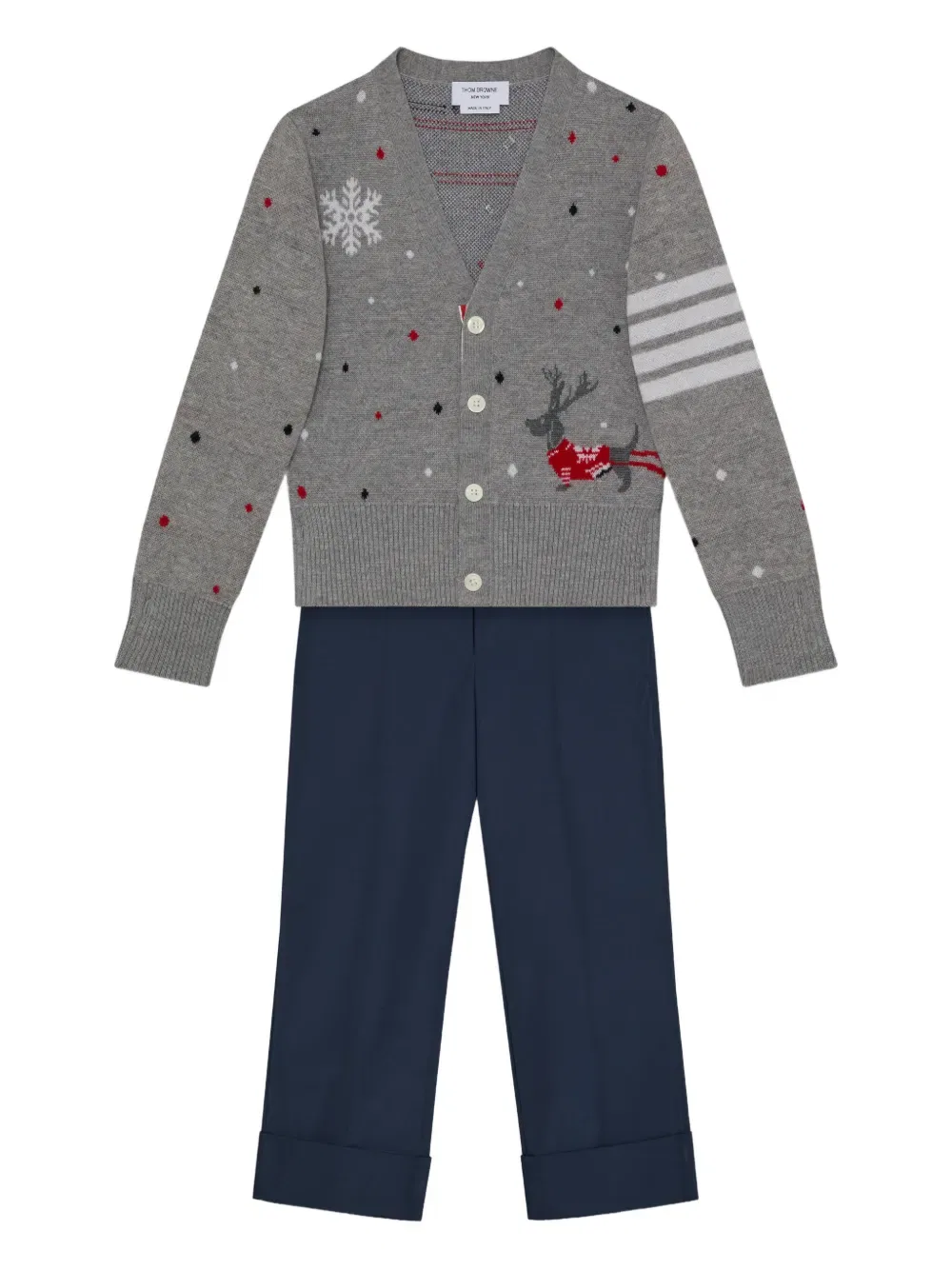 Кардиган с четырьмя полосами Thom Browne Kids, серый