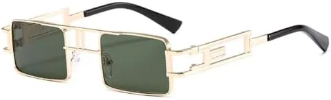 

Солнцезащитные очки прямоугольной формы 2027 года для женщин и мужчин, маленькие, черные, в стиле стимпанк, с защитой от ультрафиолета UV400 MTZJH, C2 Gold G15 Lens