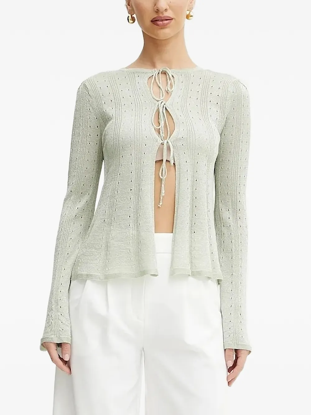 

Кардиган с завязками и люверсами TWINSET, зеленый