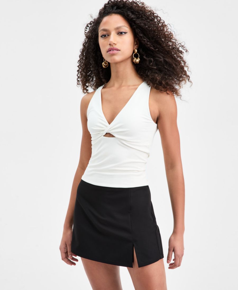 

Женская блузка без рукавов с перекрученным передом Bar III, Crema