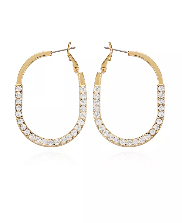 

Овальные серьги-кольца с золотистыми стеклянными камнями T Tahari, gold