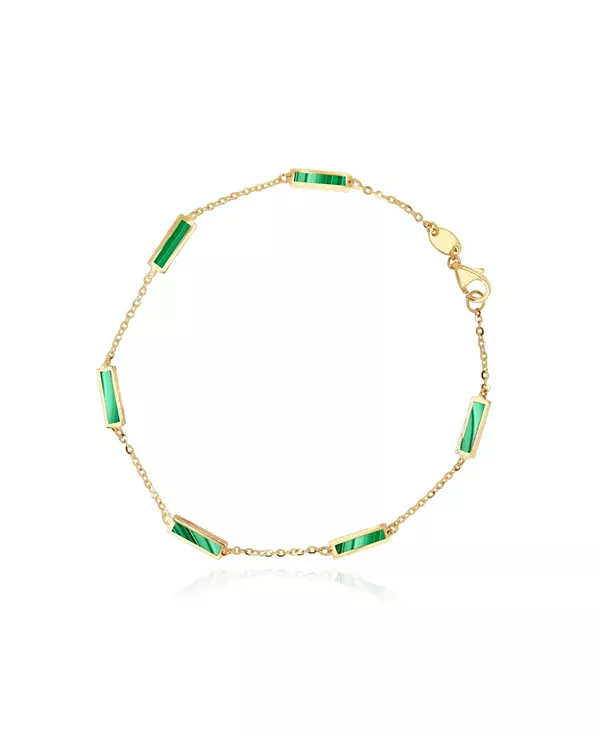 

Браслет-Цепочка из малахита, 14-каратное золото The Lovery, malachite