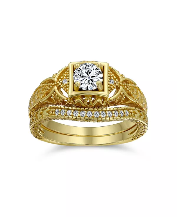 

Кольцо-Подвеска в стиле деко с кубическим цирконием 1 карат, стерлинговое серебро Bling Jewelry, gold-tone