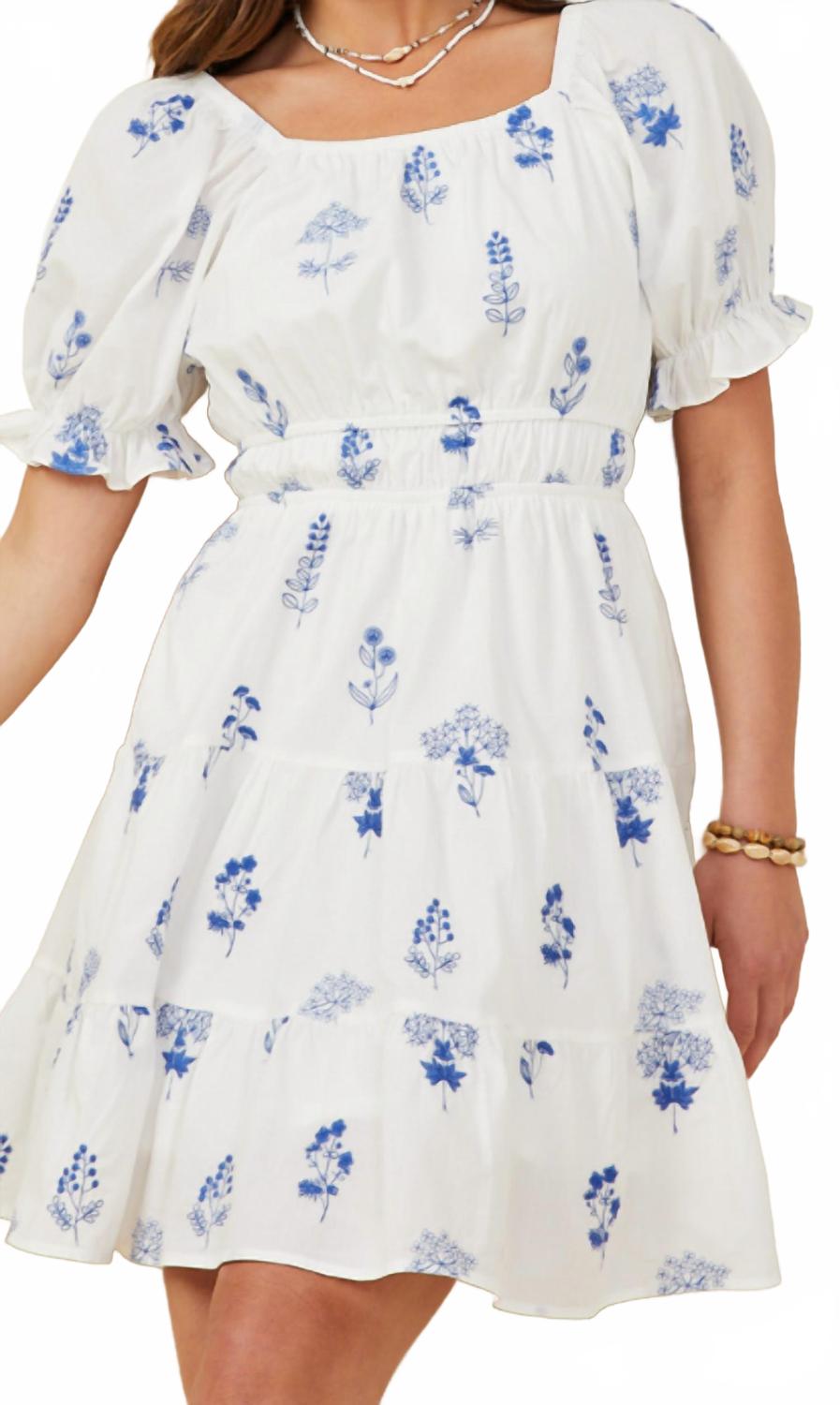 

Белое мини-платье с квадратным вырезом и короткими рукавами Hayden LA