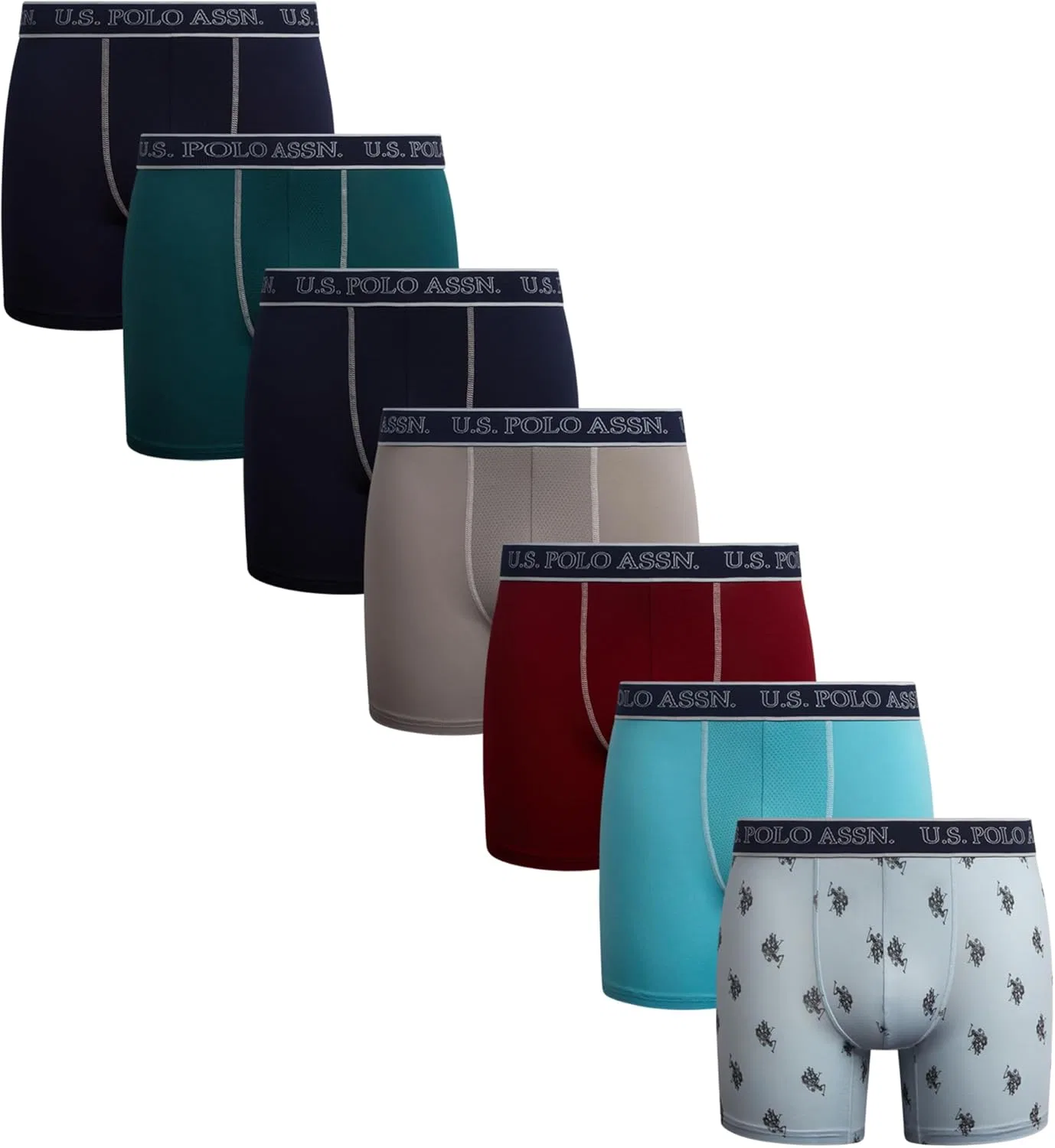 Боксеры 7 шт, U.S. POLO ASSN., Blues/Skyway Print/Wine Red/Ultimate Grey