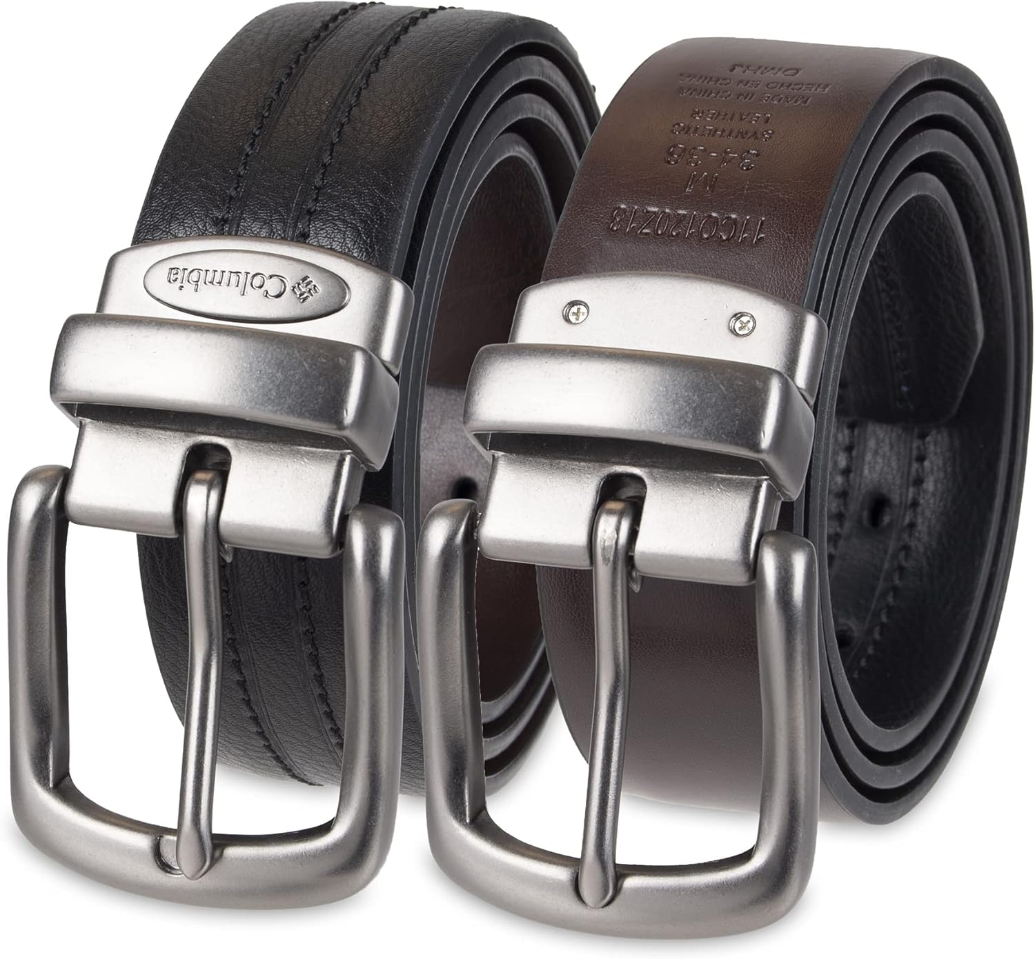 

Мужской реверсивный повседневный кожаный ремень Columbia Two-In-One, Black/Brown Stretch