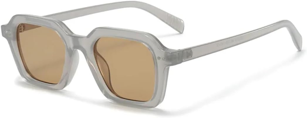 

Винтажные квадратные солнцезащитные очки с цветными заклепками для мужчин, модные градиентные очки с защитой от УФ-излучения UV400 для женщин, класса люкс UATXTAU, Grey Brown