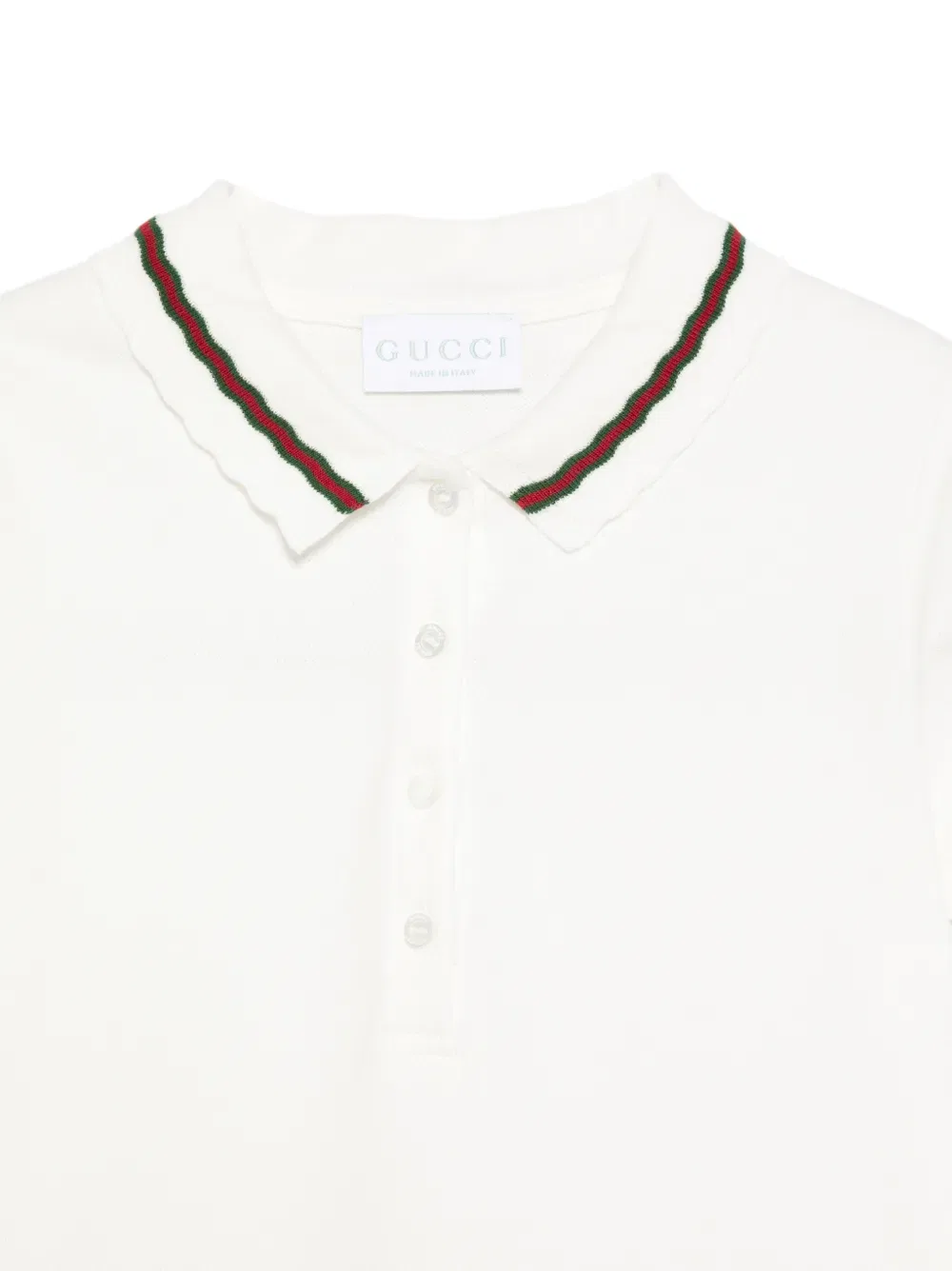 Платье в полоску с воротником и складками Gucci Kids, белый — фото 3