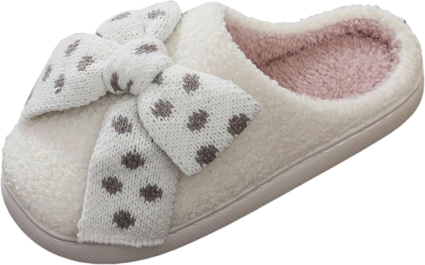 

Женские тапочки с эффектом памяти, комфортные, противоскользящие, пушистые, уютные, мягкие, с плюшевой подкладкой из флиса, с бантом, домашние тапочки для женщин и мужчин Generic, Slipper D