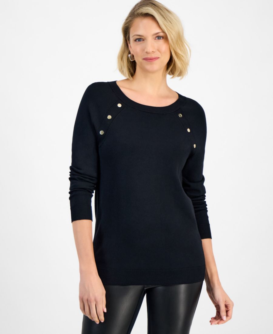 

Женский свитер с пуговицами, эксклюзивно для Macy's JM Collection, Deep Black