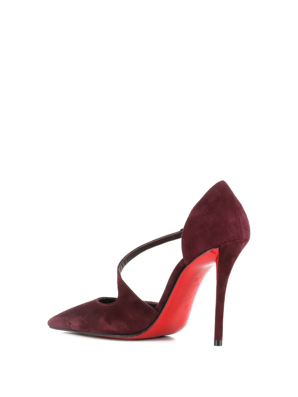 Туфли-лодочки на каблуке из замши с перекрестными ремешками Christian Louboutin, красный — фото 3