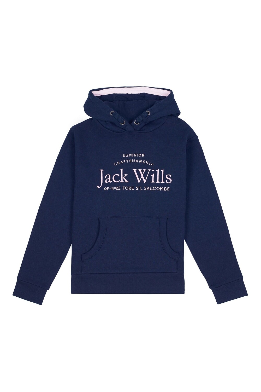 

Синяя толстовка с надписью и капюшоном Jack Wills, синий