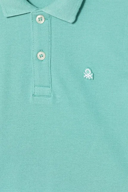Поло детское хлопковое Polo United Colors of Benetton, бирюзовый — фото 3