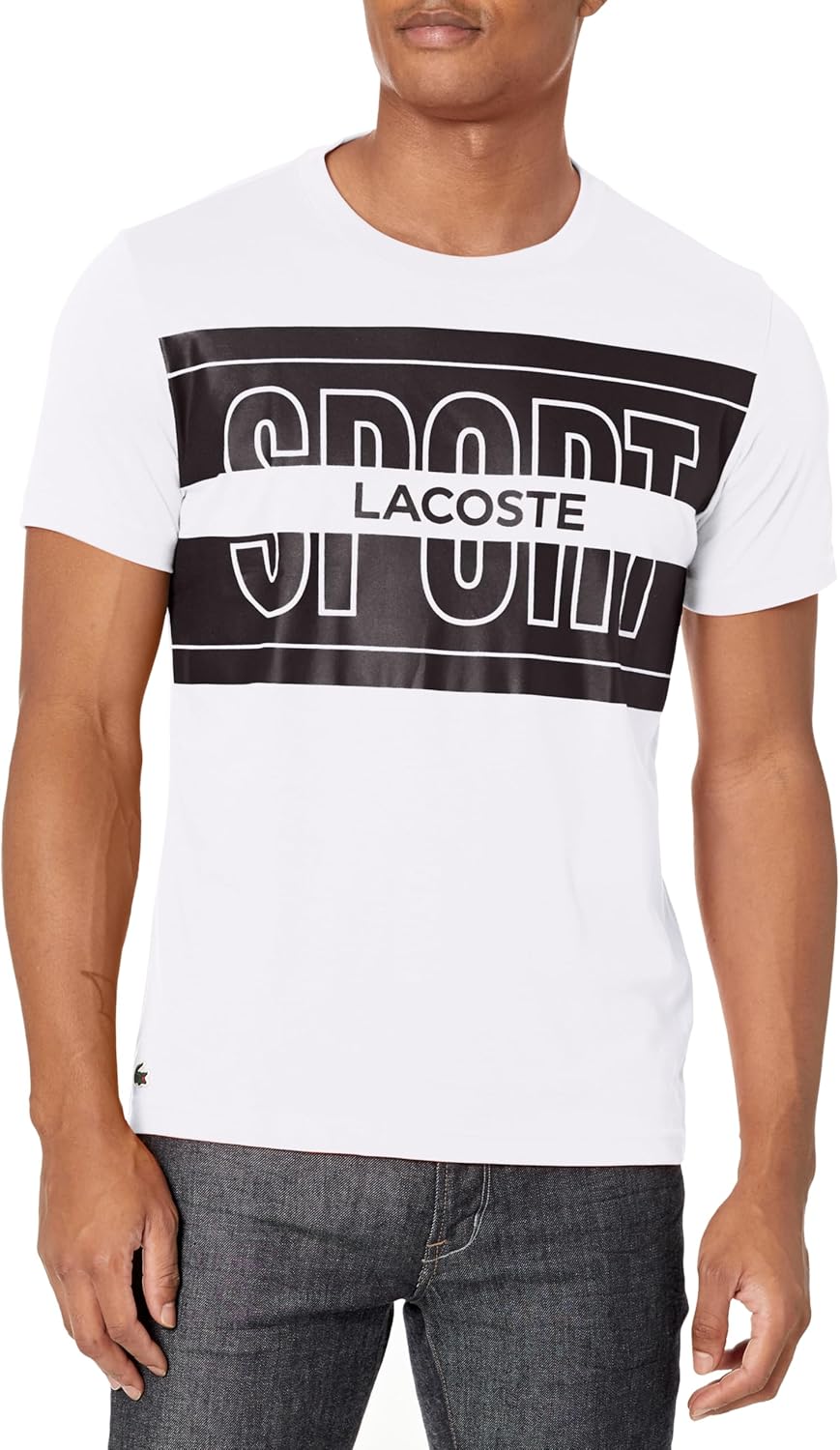 

Мужская спортивная футболка Lacoste из хлопка с принтом, White, Белый, Мужская спортивная футболка Lacoste из хлопка с принтом, White