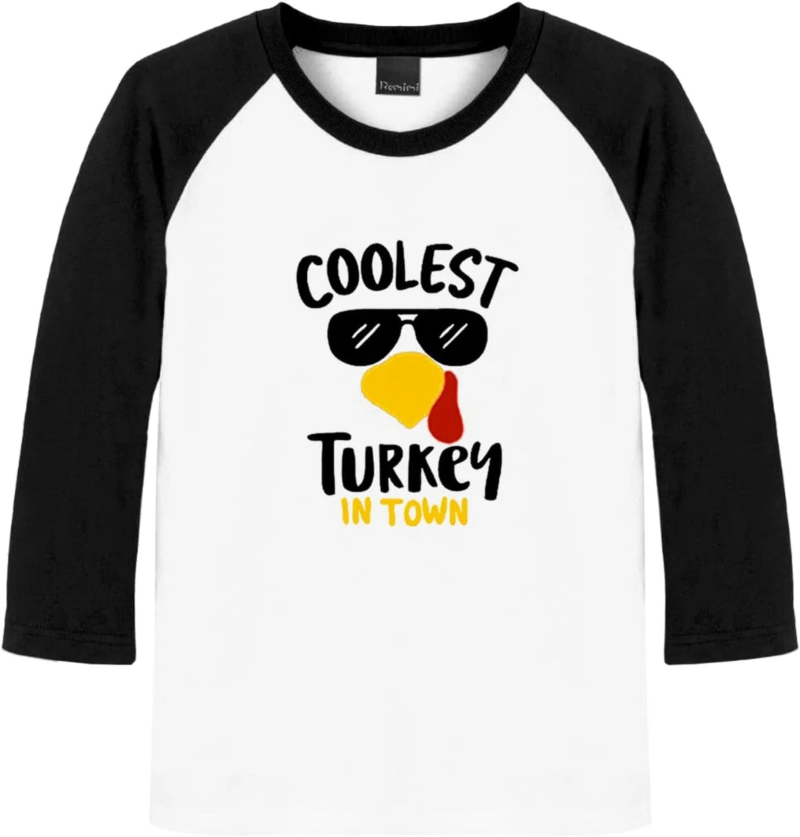Детская футболка с принтом Remimi, 3/4 рукав реглан, цвет Coolest Turkey