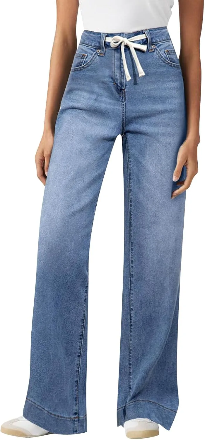 

Джинсы женские High Waisted с завязками Wide Leg