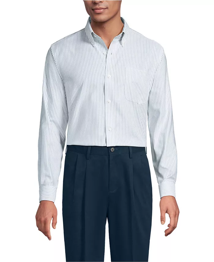 

Мужская классическая рубашка Oxford из ткани Supima, не требующая глажки Lands' End, зеленый