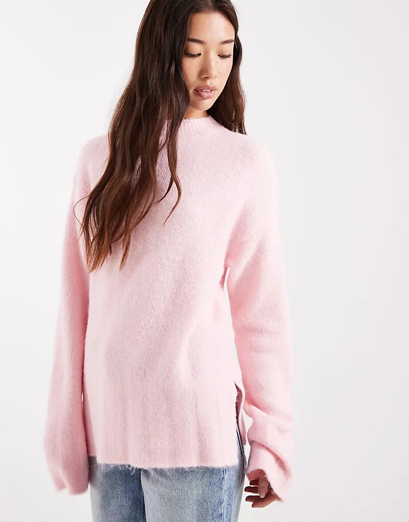 

Вязаный джемпер ASOS DESIGN с широкими рукавами и шерстью светло-розового цвета
