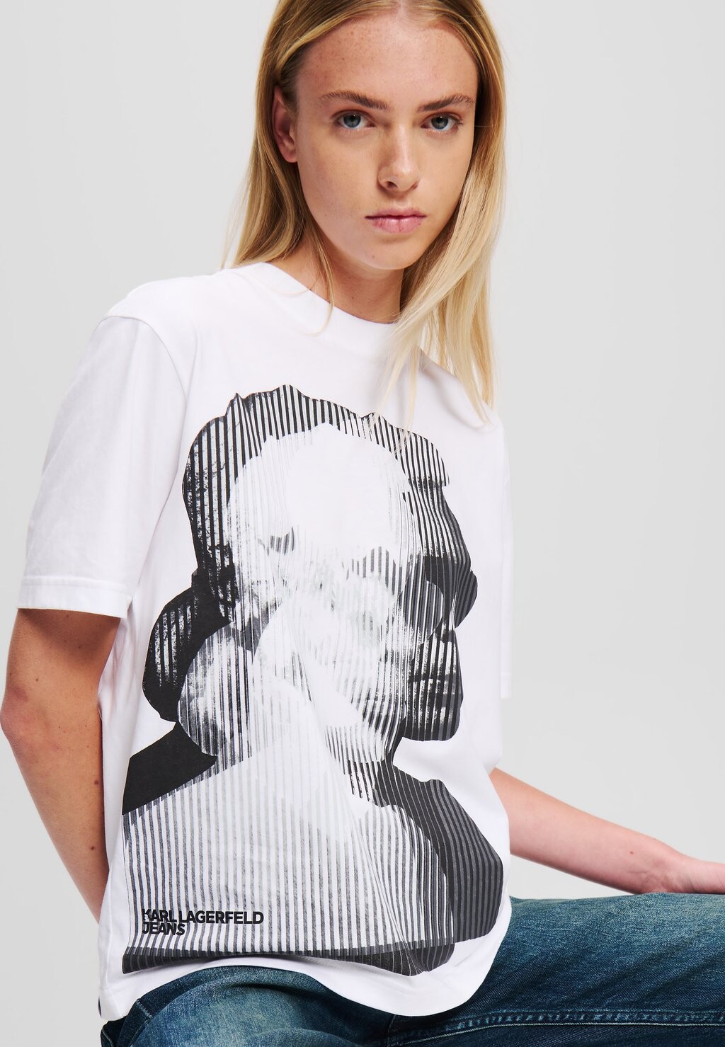 

Футболки с принтом Karl Lagerfeld, белый
