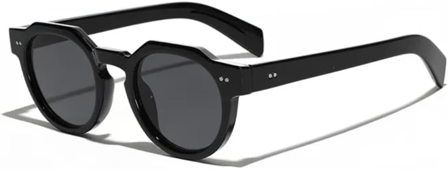 

Классические круглые солнцезащитные очки с заклепками для женщин и мужчин, роскошные, в стиле ретро, ​​винтаж, панк, для активного отдыха, с защитой от УФ-излучения UV400 VFDHN, Black Black