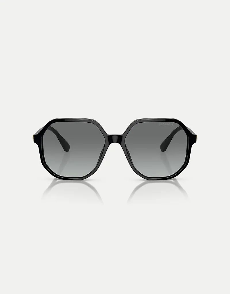 

Солнцезащитные очки Swarovski Sk6003 необычной формы с серыми линзами черного цвета