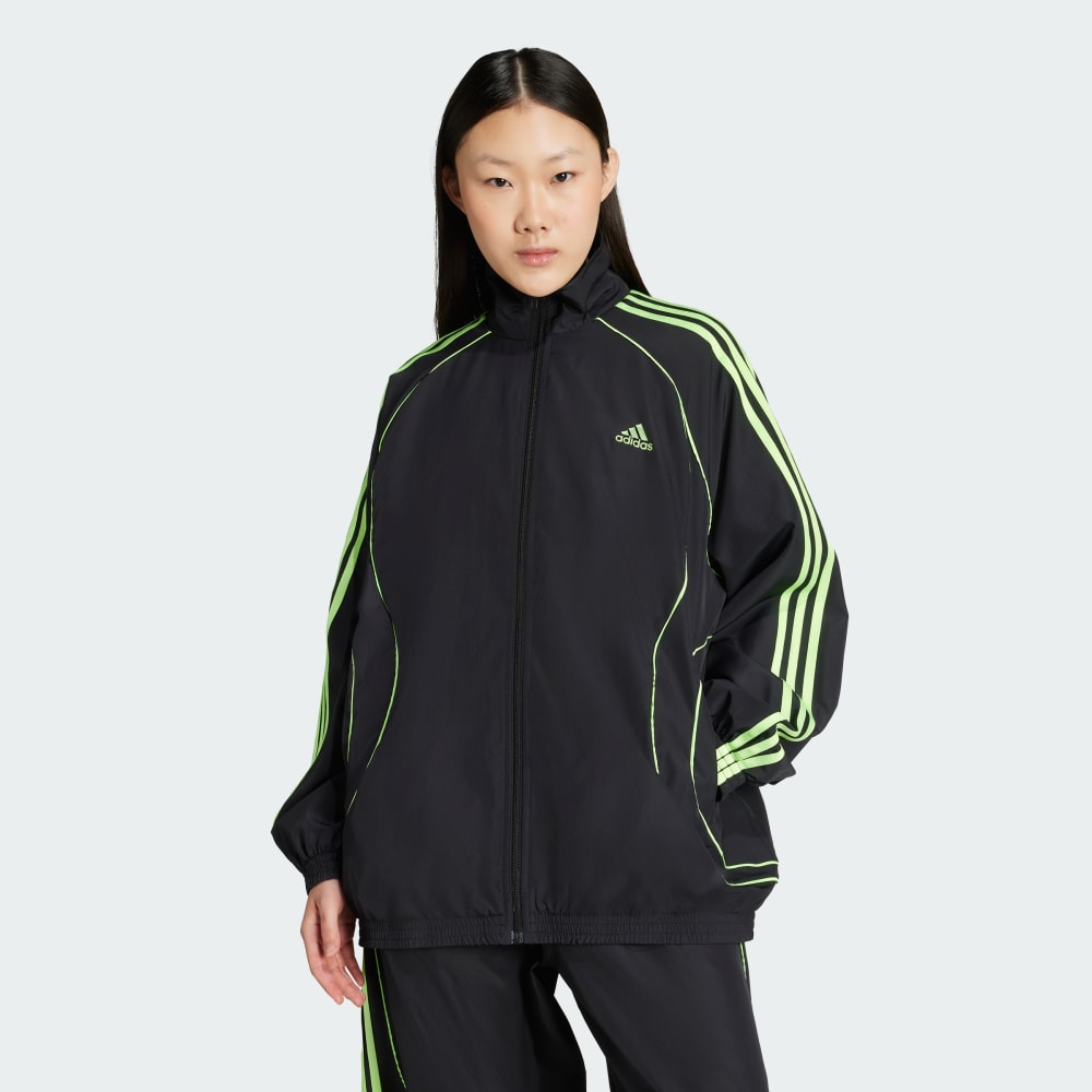 

Спортивный костюм Adidas Teamgeist Adicolor Oversized Woven Track Top, цвет Black/Signal Green