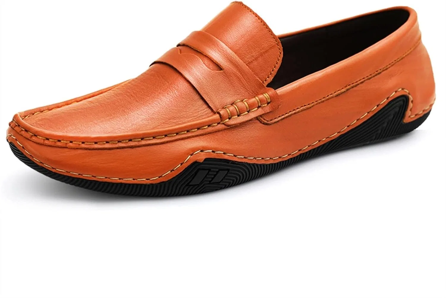 Лоферы кожаные Mens Loafers, оранжевый
