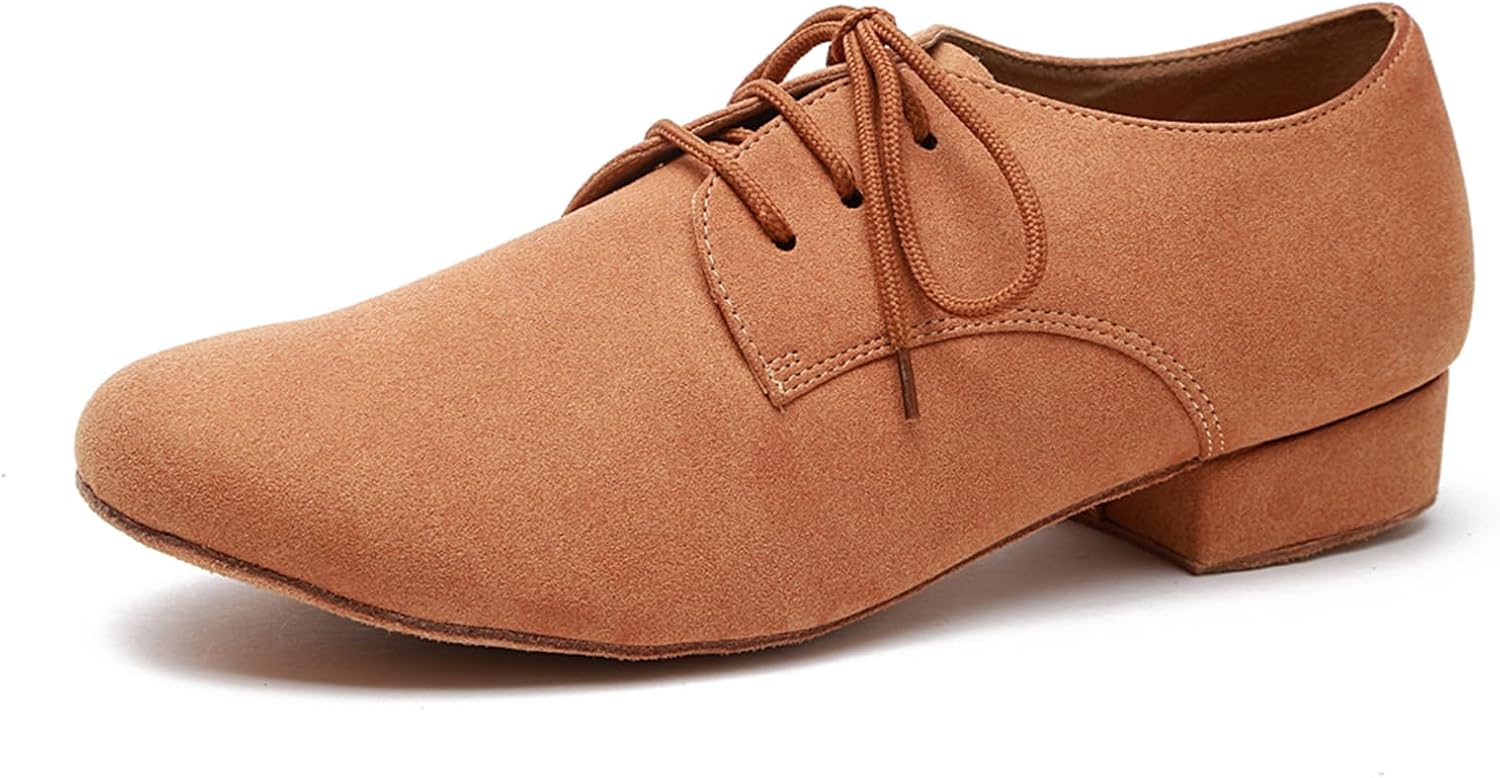 

Мужские бальные танцевальные туфли для латинских танцев, сальсы и танго с низким стандартным каблуком Zhcrcfirm, Camel