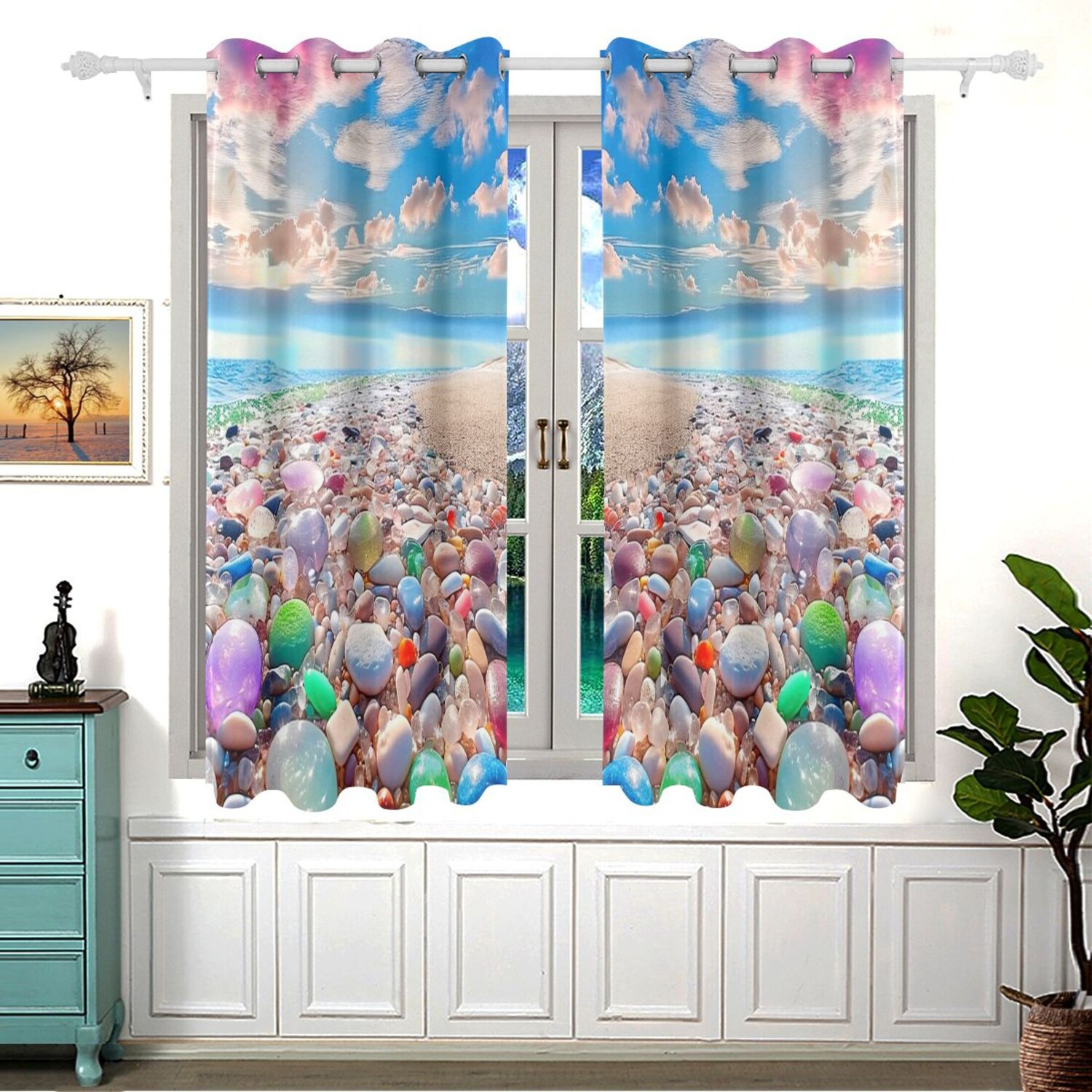 

Плотные шторы для спальни OREZI 54x55 2 шт, разноцветный