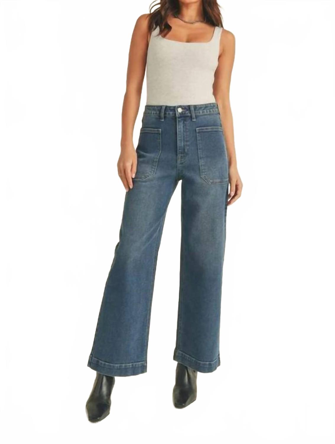 

JUST USA Укороченные джинсы-мужчины темно-синего цвета