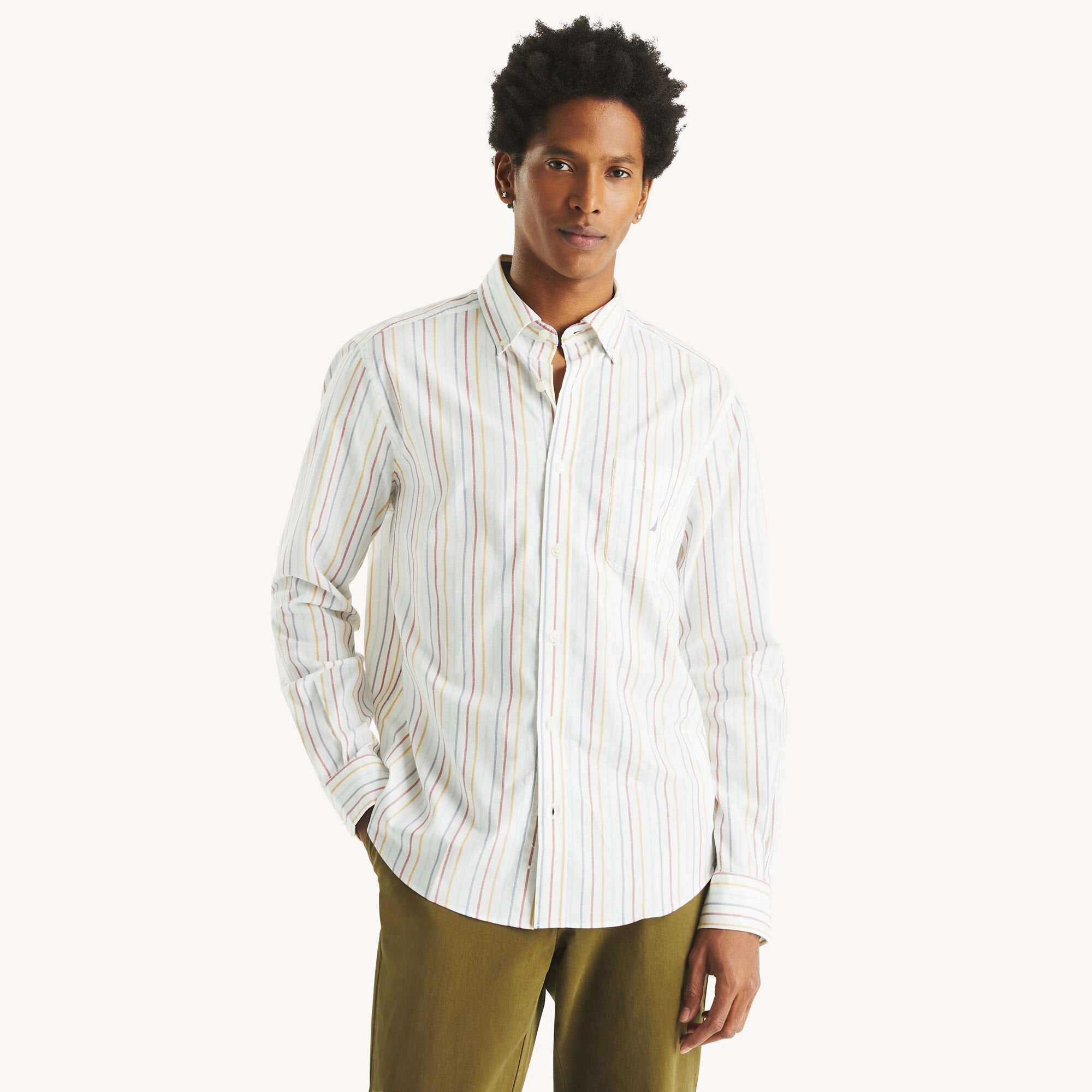 

Мужская полосатая рубашка Nautica, цвет bright white