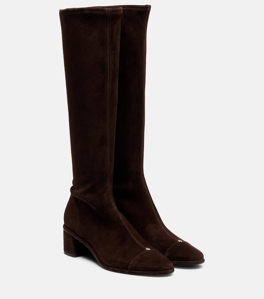 Ботинки до колена из замши 55 с мыском Tory Burch, Dark Cocoa