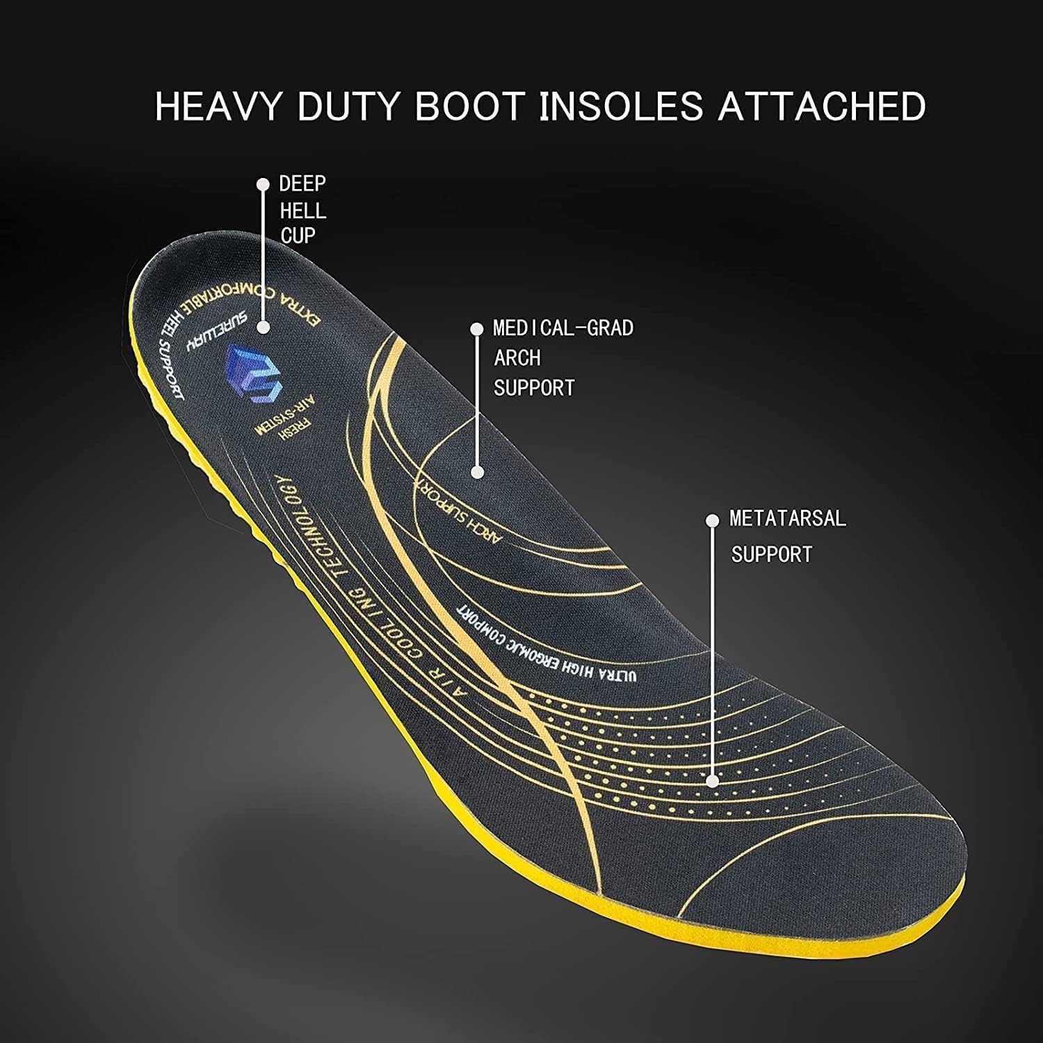 Мужские сапоги SUREWAY Slip-On, из цельной кожи, антистатические, водо- и противоскользящие, для пожарных, механиков, промышленного и строительного использования, черный — фото 4