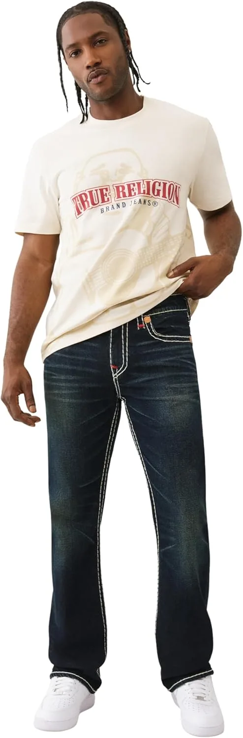 Джинсы True Religion Billy Super T Flap, прямой крой, контрастная
