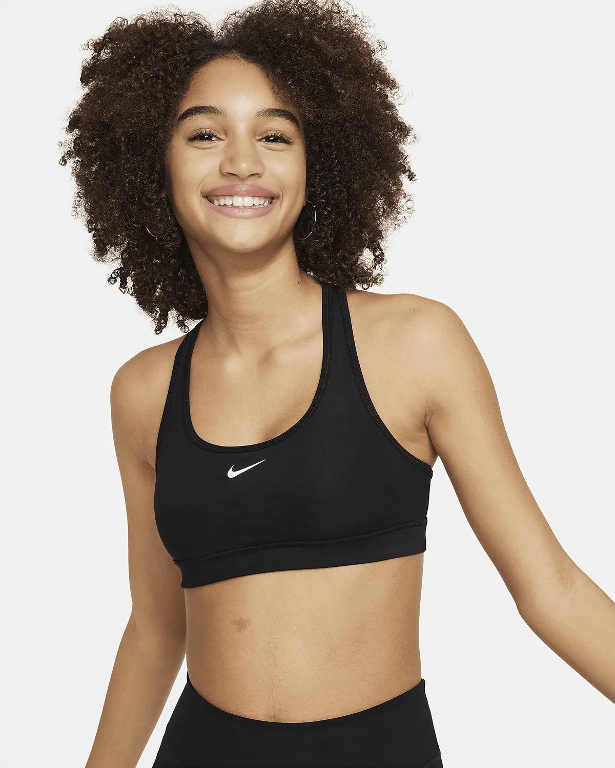 Детский спортивный бюстгальтер Nike Swoosh, Black/White