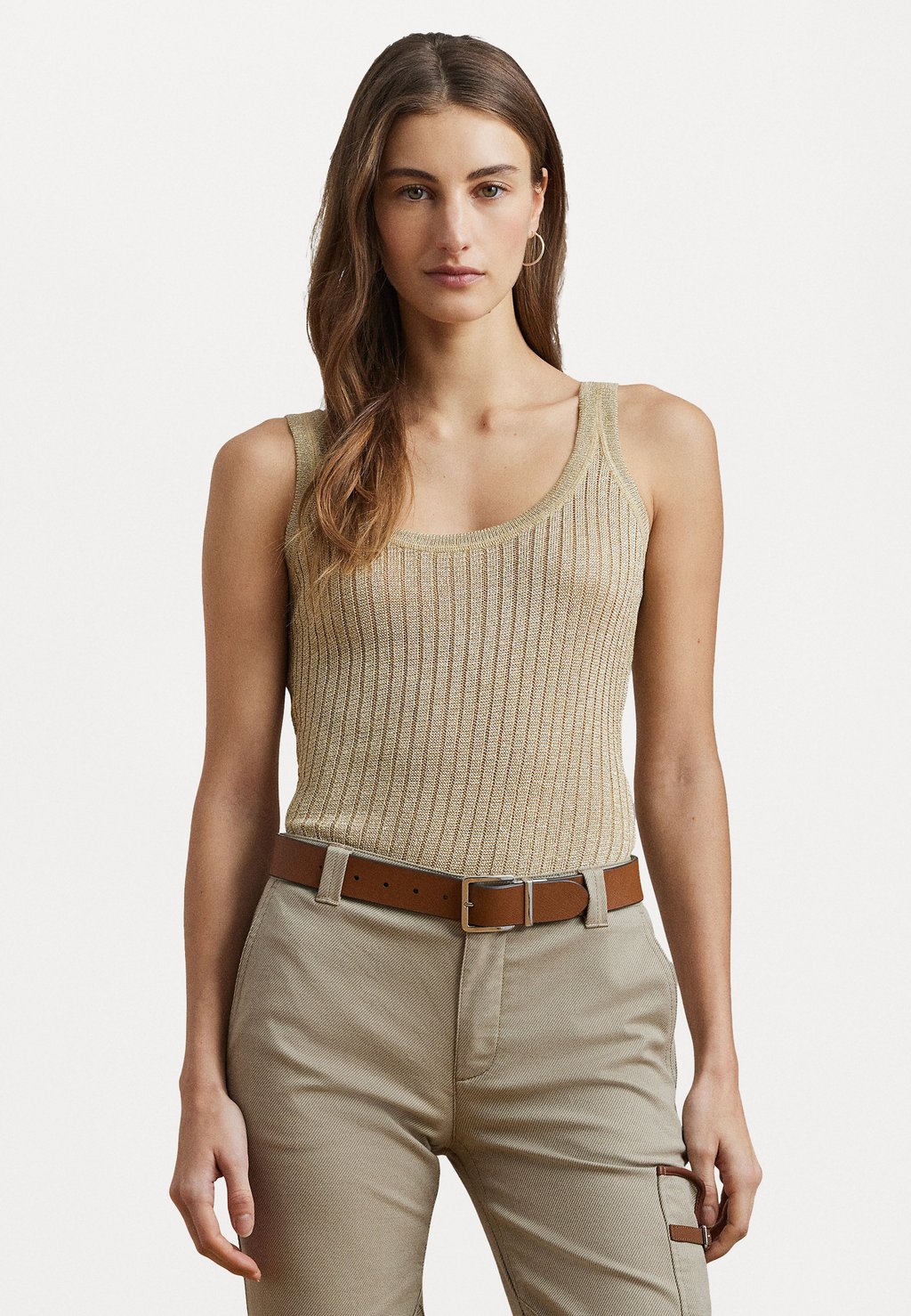

Топ METALLIC RIB KNIT SWEATER TANK TOP Lauren Ralph Lauren, золотистый
