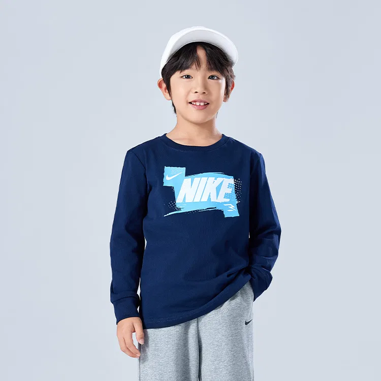 Футболка базовая Nike 3Brand для детей, темно-синяя — фото 4
