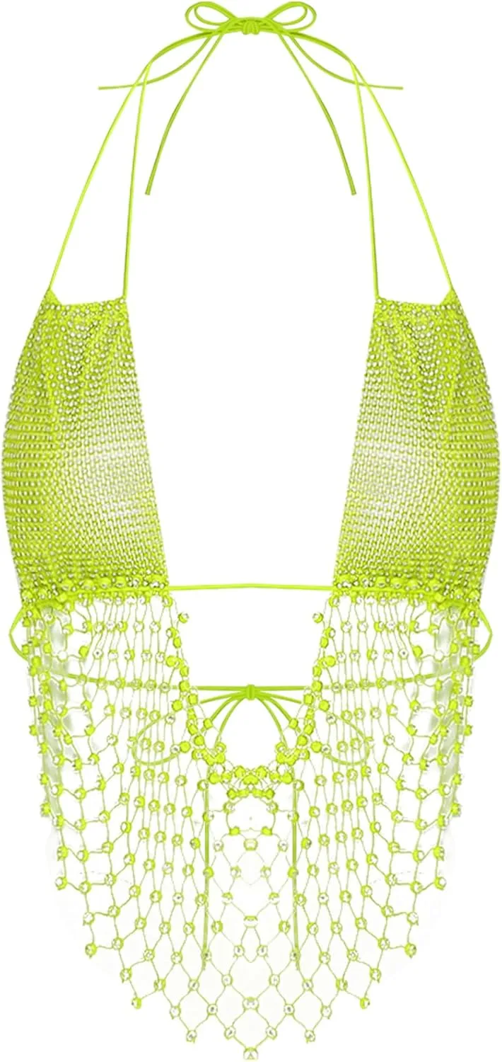 

Женский топ-бикини Sparkle Rhinestone с открытой спиной Lpdshaa