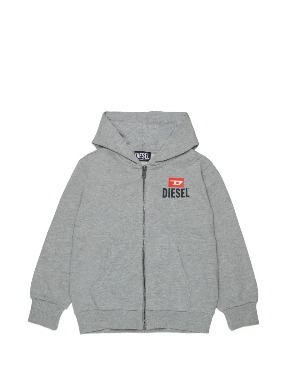Худи на молнии с логотипом Diesel Kids, серый