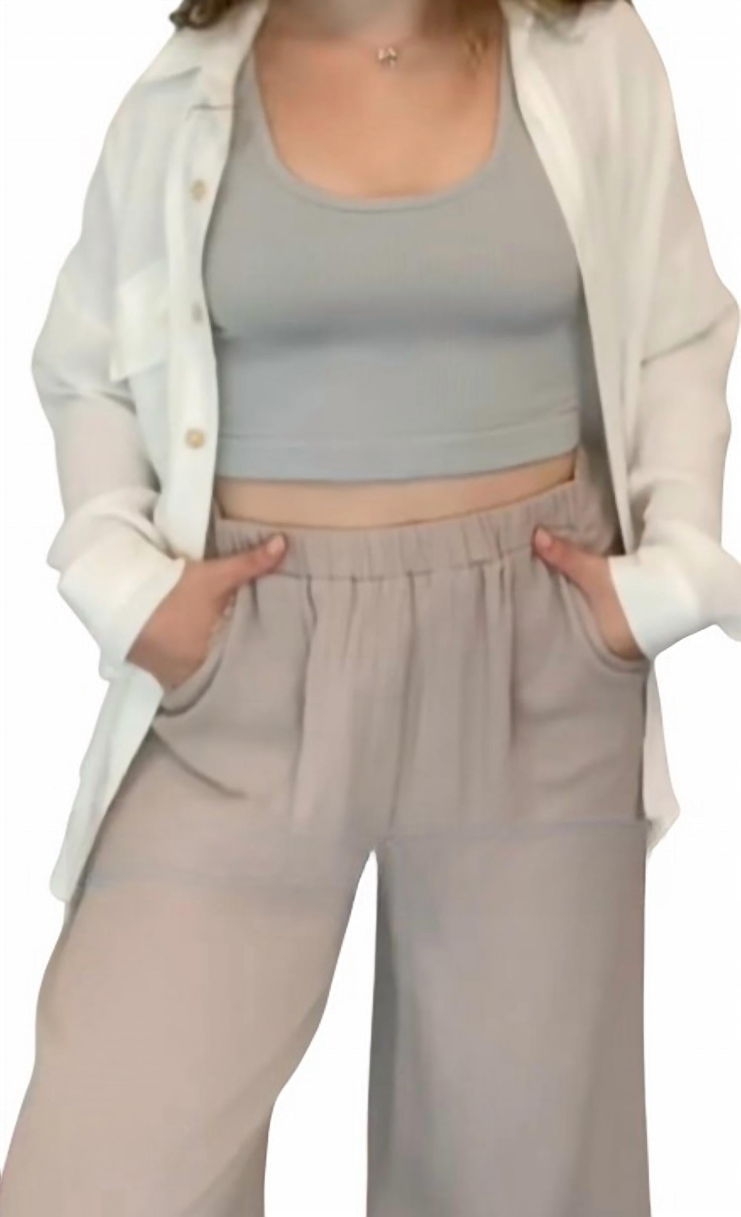 

Хлопчатобумажные марлевые брюки в прибрежной дымке GRADE & GATHER, haze