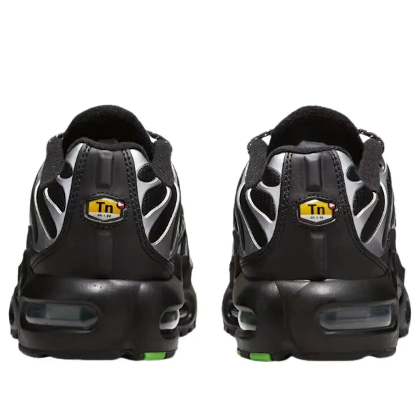 Кроссовки (GS) Nike Air Max Plus 'Black Green Strike Metallic Silver' — фото 4