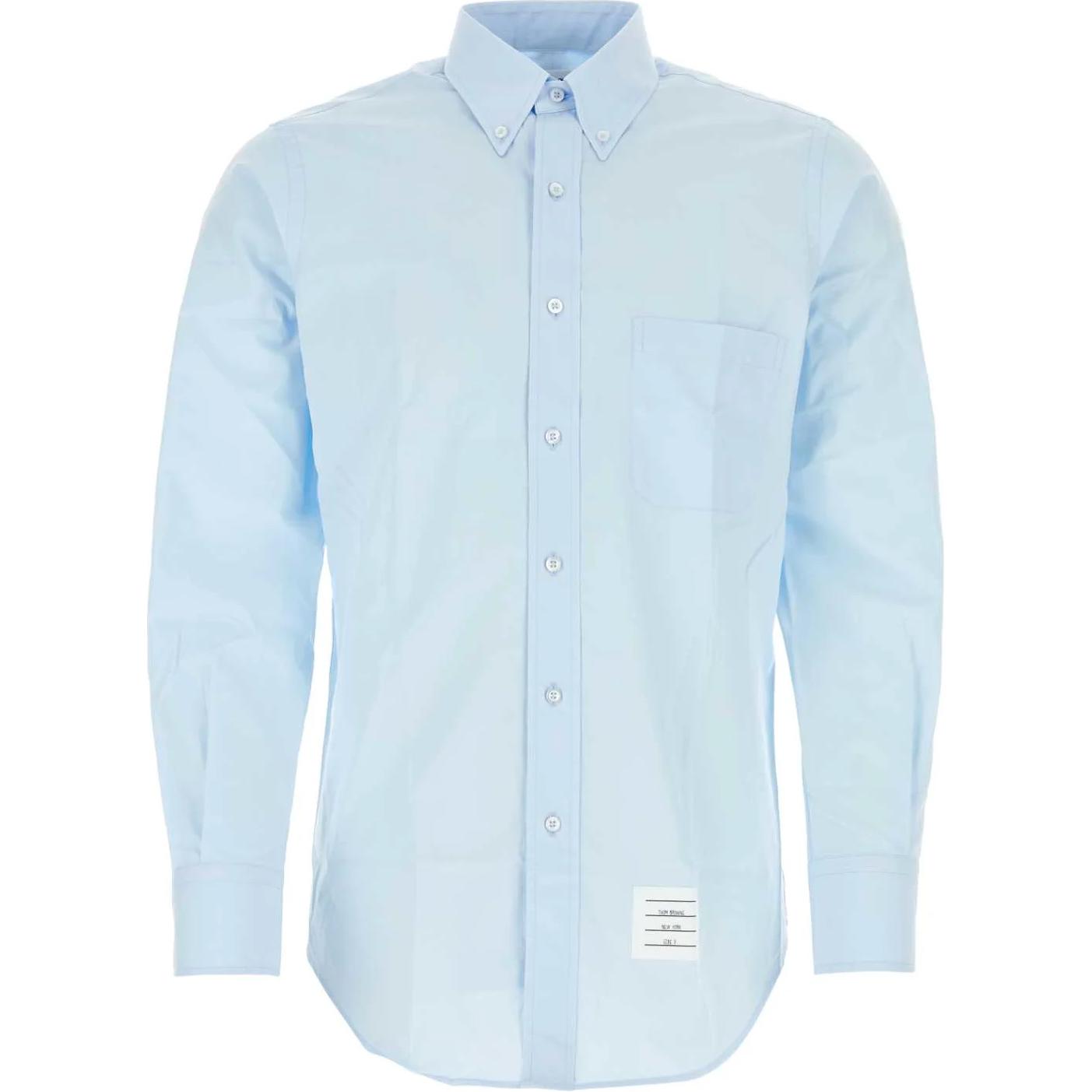 

Рубашка с длинными рукавами и нашивкой с логотипом THOM BROWNE, светло-голубой
